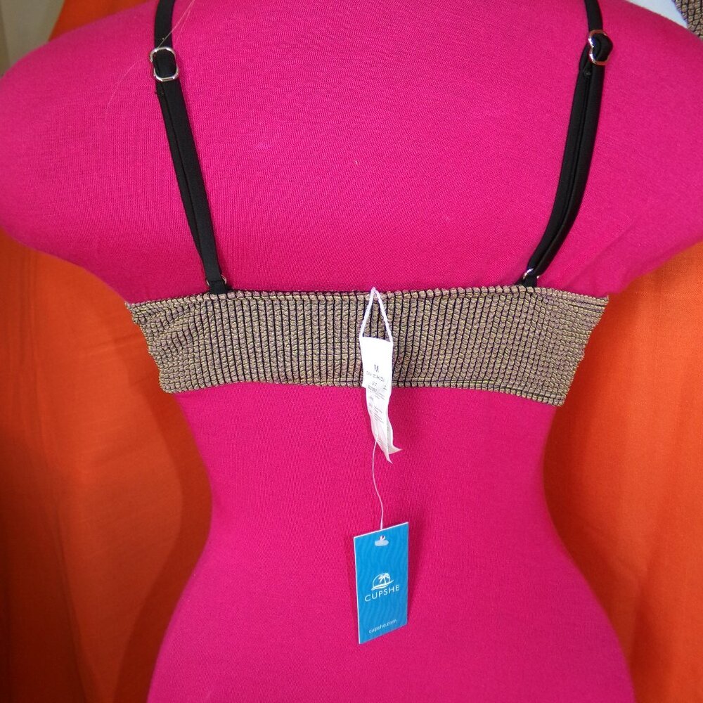 Cupshe NWT Rib Mineral Wash Scoop Neck Top & Hipster Bikini Set Sz M - Picture 5 of 10